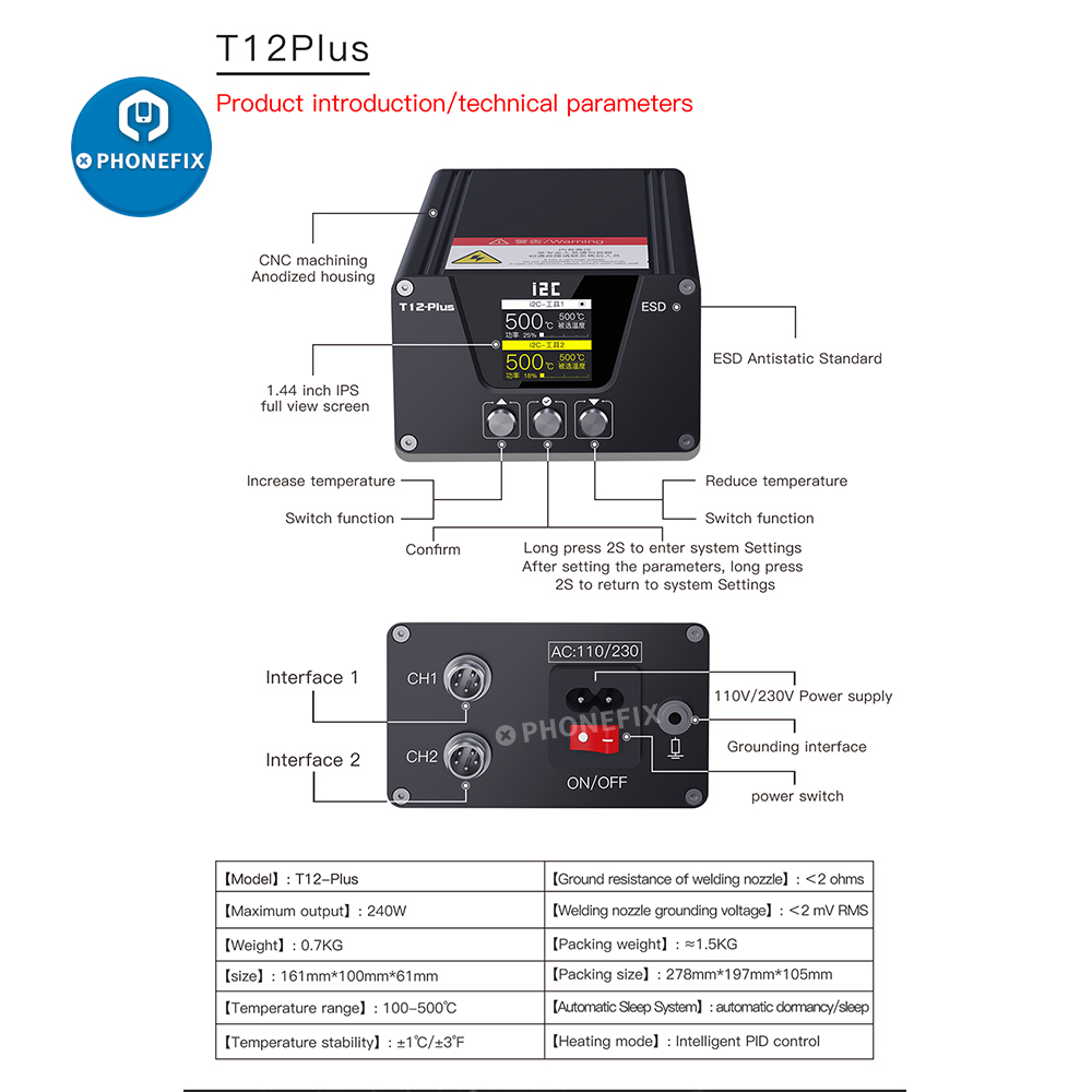 Stacja lutownicza i2C T12 PLUS – Electronics Repair Plus recenzja i cena